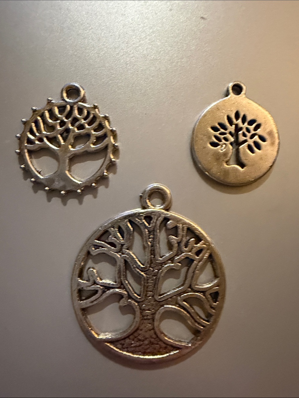 Silver Tree of Life Pendant Charms - Set of 3